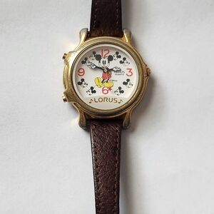 Disney Gold and Brown Mickey Mouse Watch